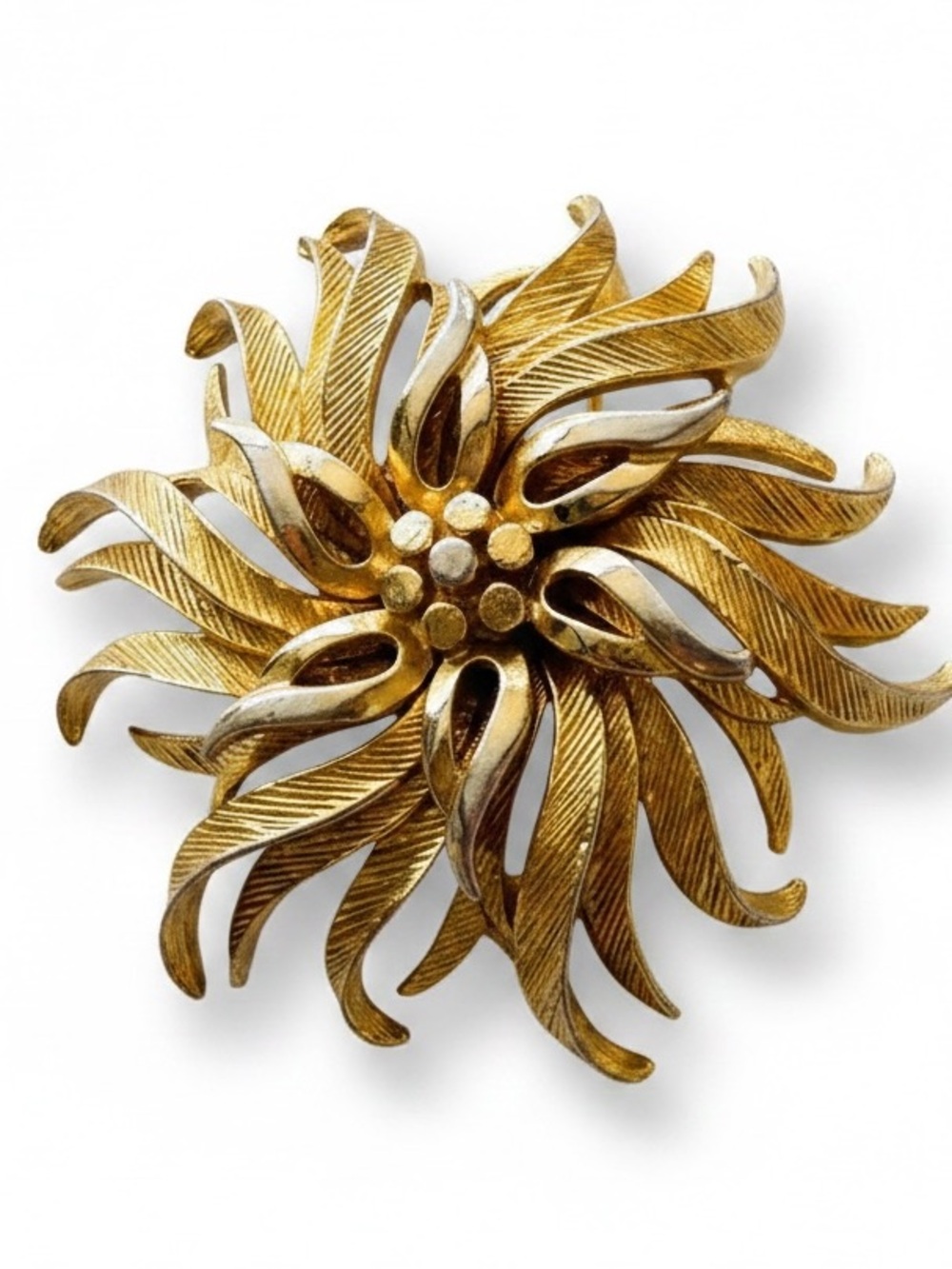 Vintage Gold-Tone Floral Starburst Brooch